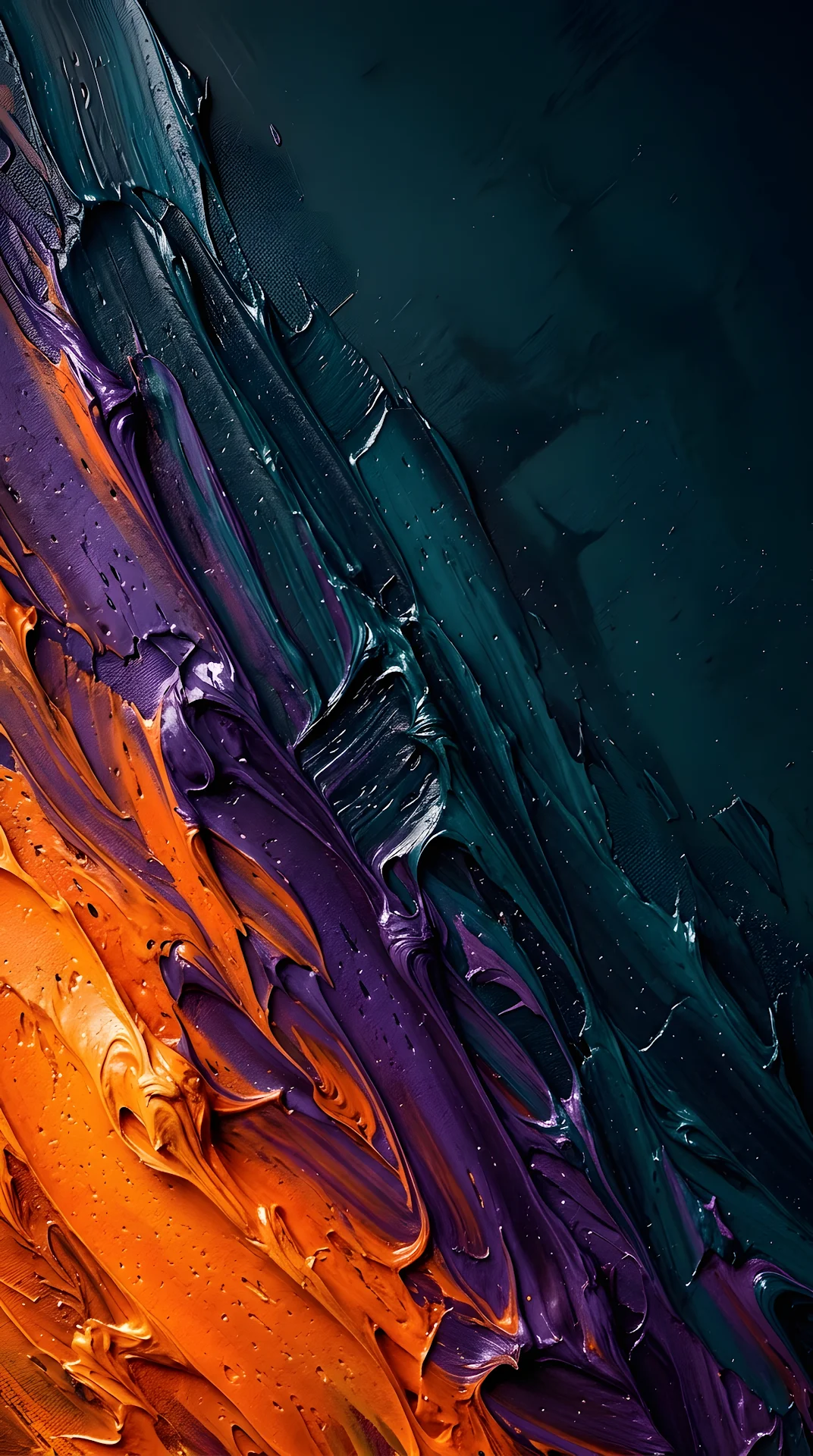 Abstract Impasto Layered Paint Texture with Orange and Blue Gradient - Free 4K mobile Wallpaper