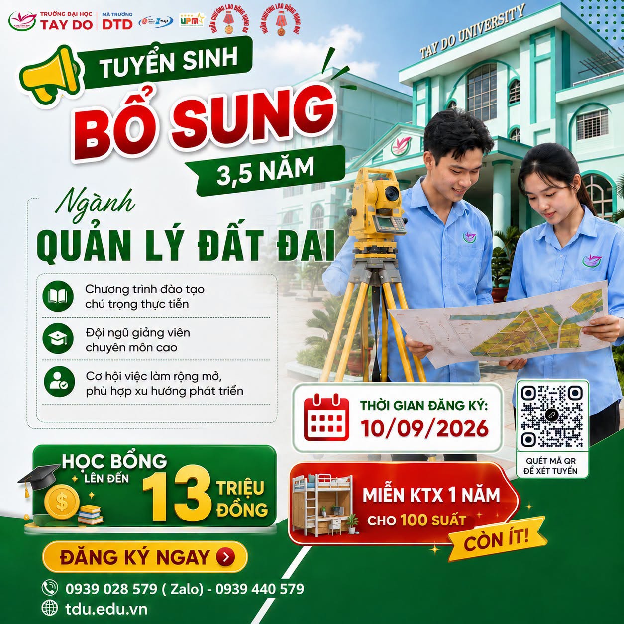 Trường Đại học Tây Đô thông báo tuyển sinh bổ sung ngành Quản lý đất đai