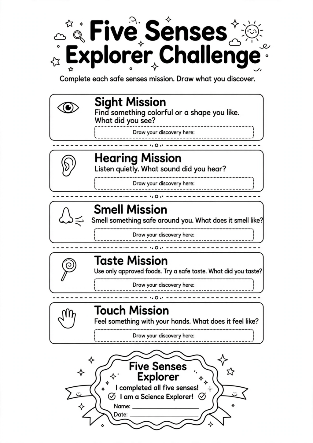 Five Senses Explorer Challenge