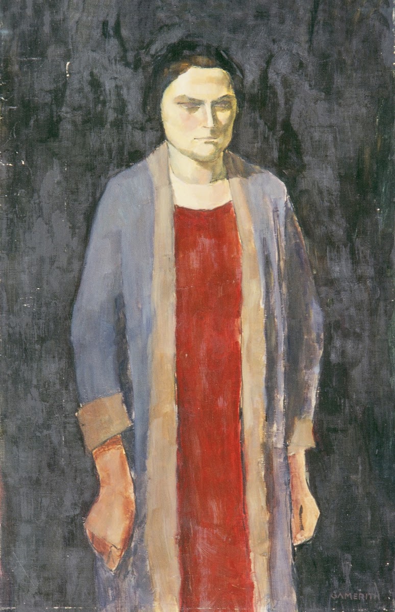 Dame mit blauem Mantel 1930