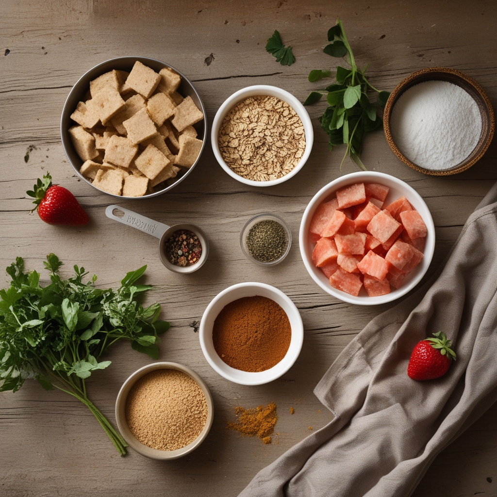 Ingredients for Strawberry & Oat Nibbles for Dogs: A Tail-Wagging Treat! Easy Homemade Dog Snack