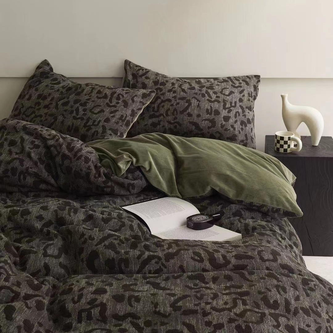 Milchfaser-Fleece Bettwäsche-Set, geometrisches Design