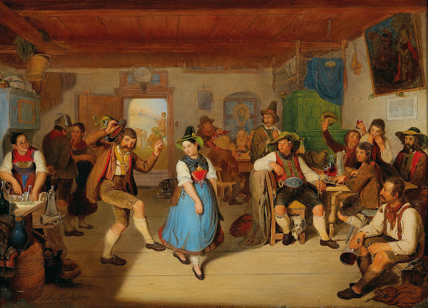 A Tyrolean Tavern In The Background Andreas Hofer Seated At A Table