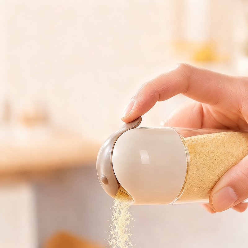 Glass spice shaker with push button, 100 ml