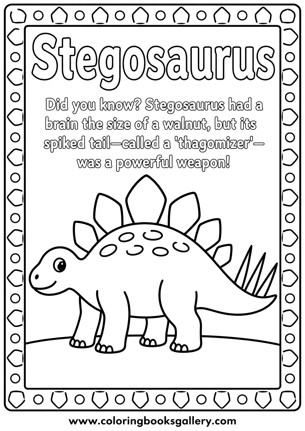 Explore the World of Dinosaurs with Our Simple Stegosaurus Printable Coloring Page – free coloring page for kids