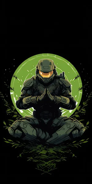 Halo, Master Chief, Meditation, Yoga 4K iPhone Wallpaper Background