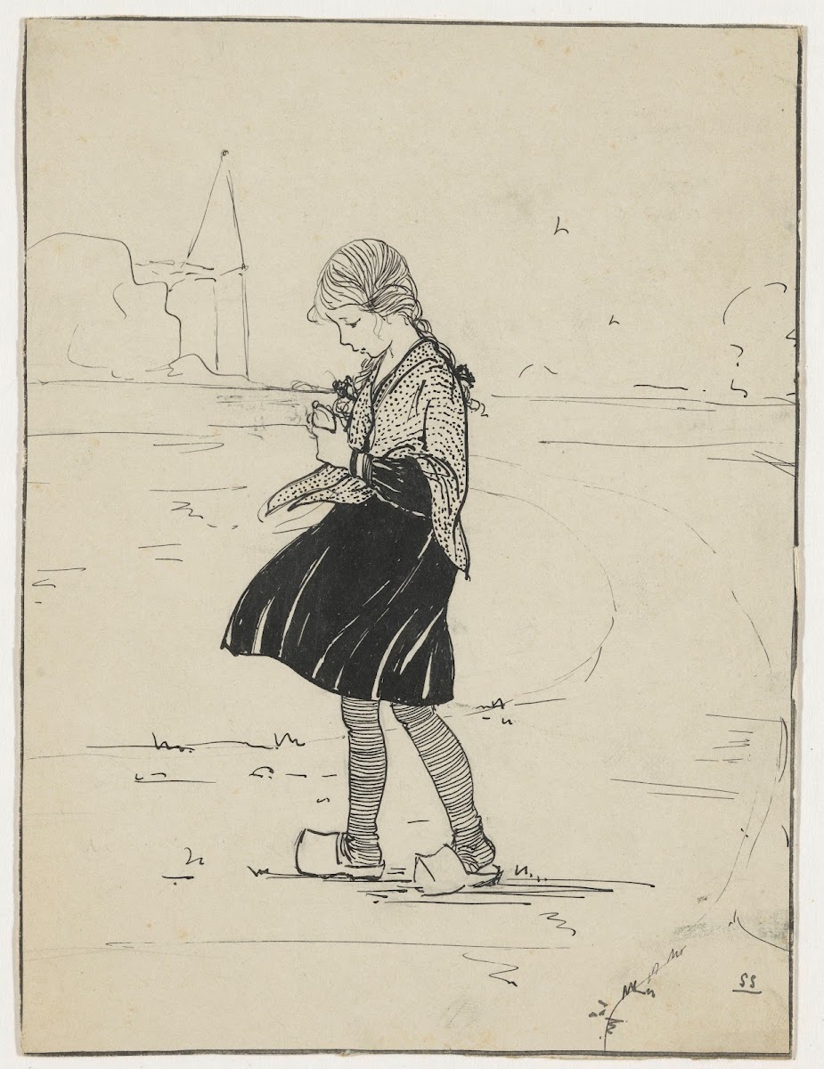Boerenmeisje in een weiland 1880 1930