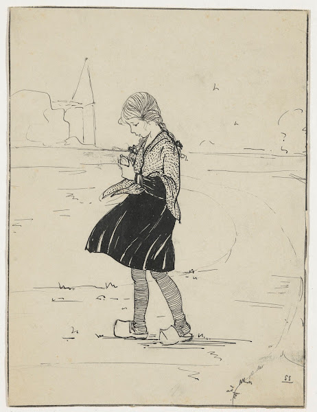 Boerenmeisje in een weiland 1880 1930