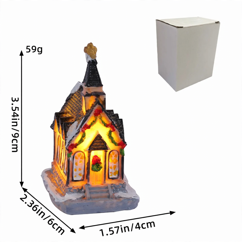 Illuminated resin houses for Christmas decoration