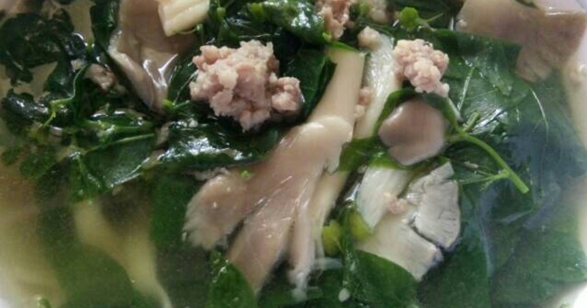 Canh rau ngót nấm thịt bằm