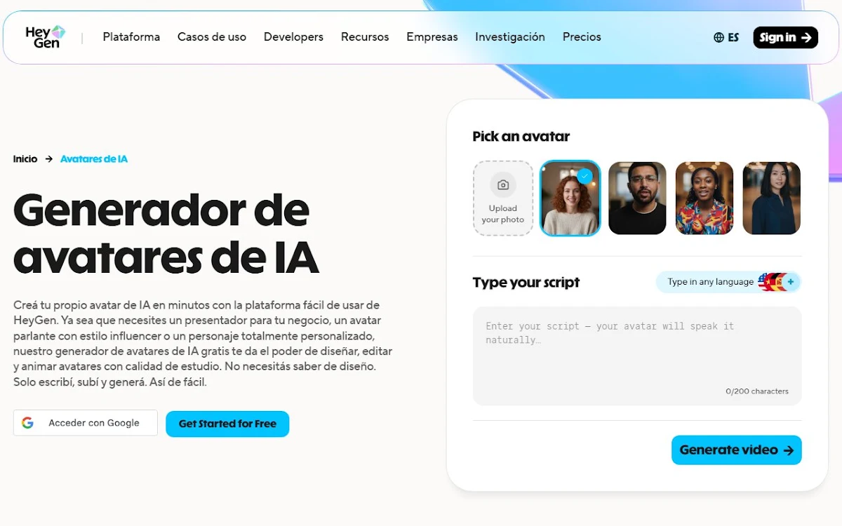 Captura de Avatar AI