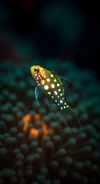 Spotted Tropical Goby Fish Swimming Over Coral Reef - Free mobile Wallpaper