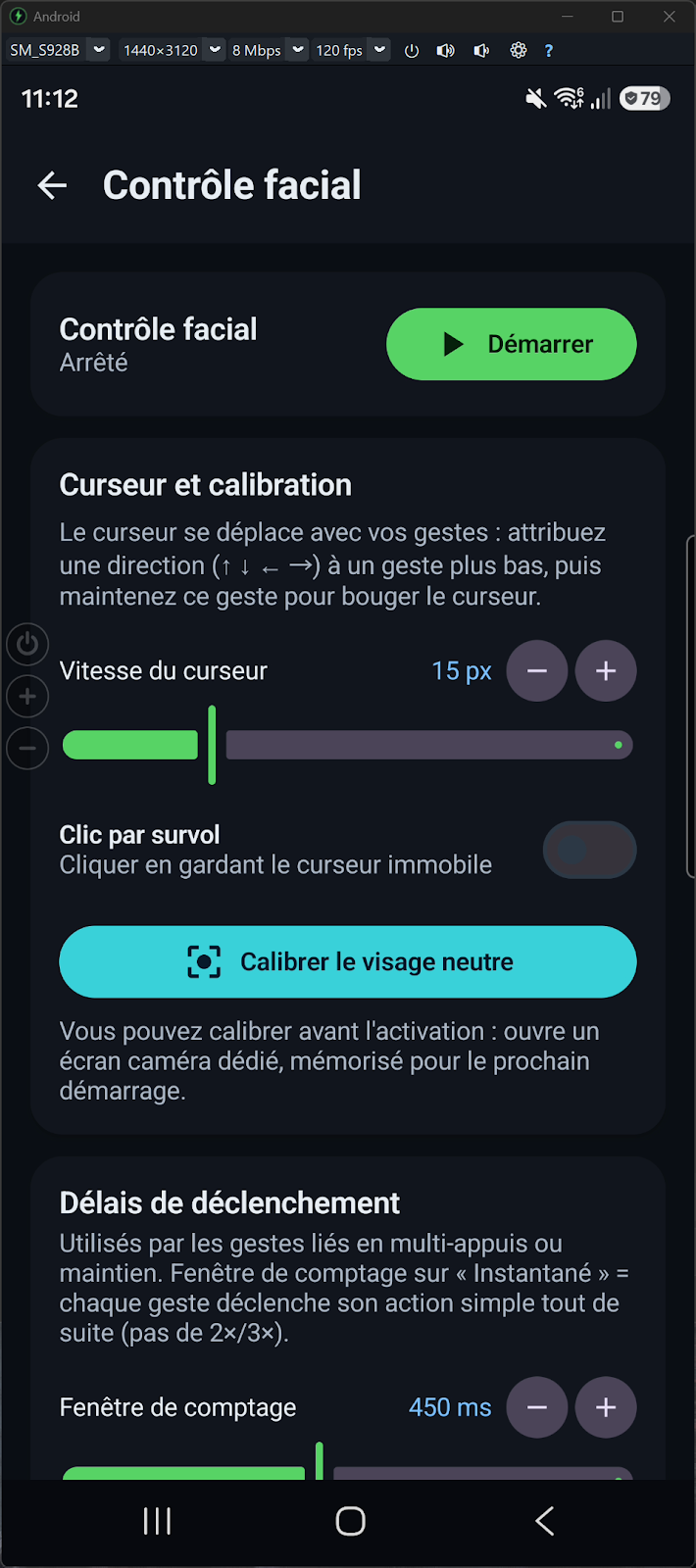 Accessibility Controller Android - contrôle facial : gestes du visage pour déplacer le curseur du téléphone