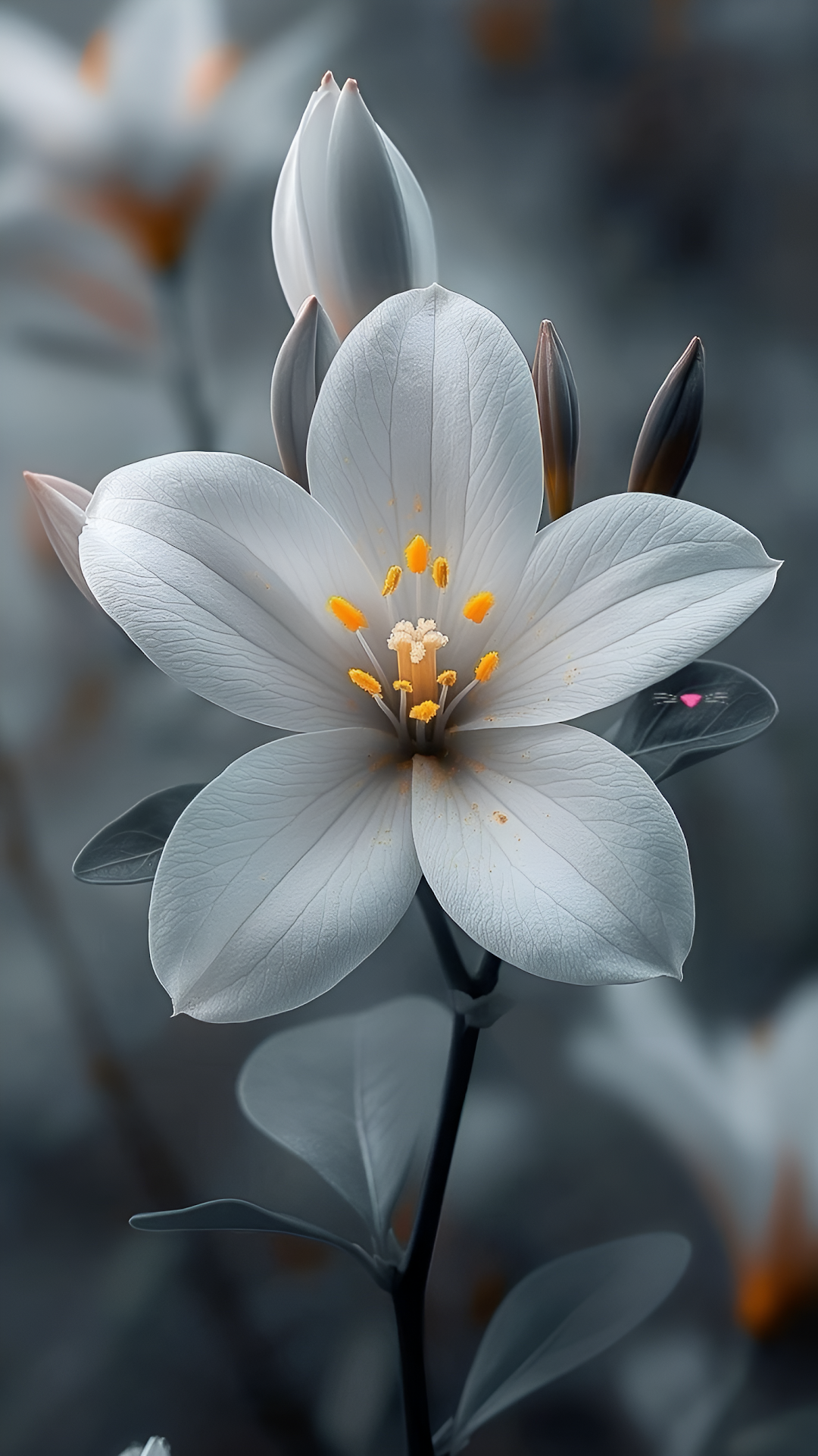 Pristine White Star Flower with Yellow Stamens - Free 4K mobile Wallpaper