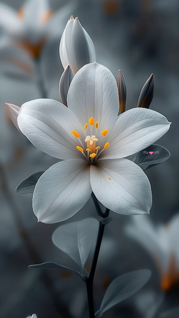 Pristine White Star Flower with Yellow Stamens - Free mobile Wallpaper