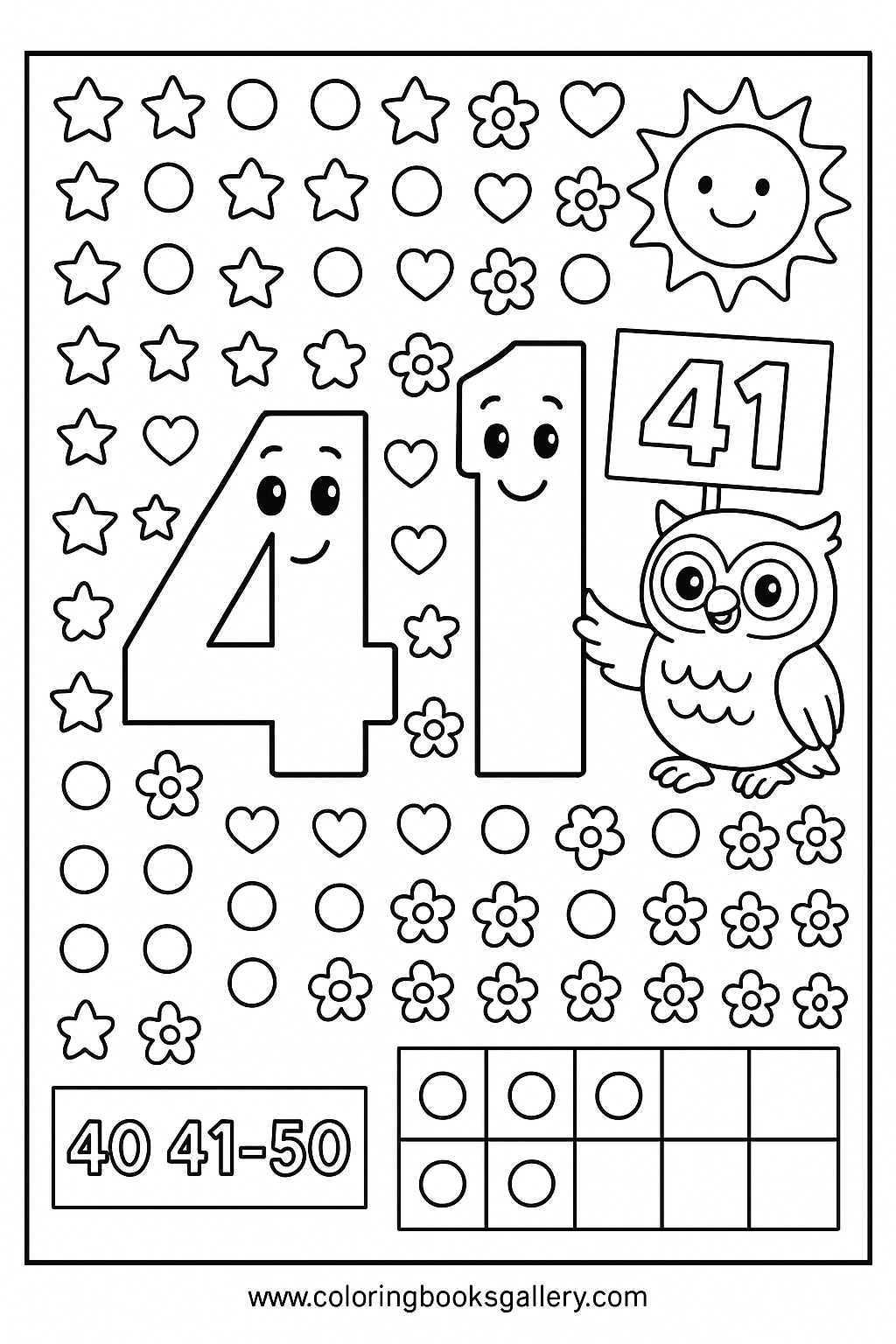 Number 41 Coloring Page for Kids – Simple A4 Printable Line Art – printable coloring page