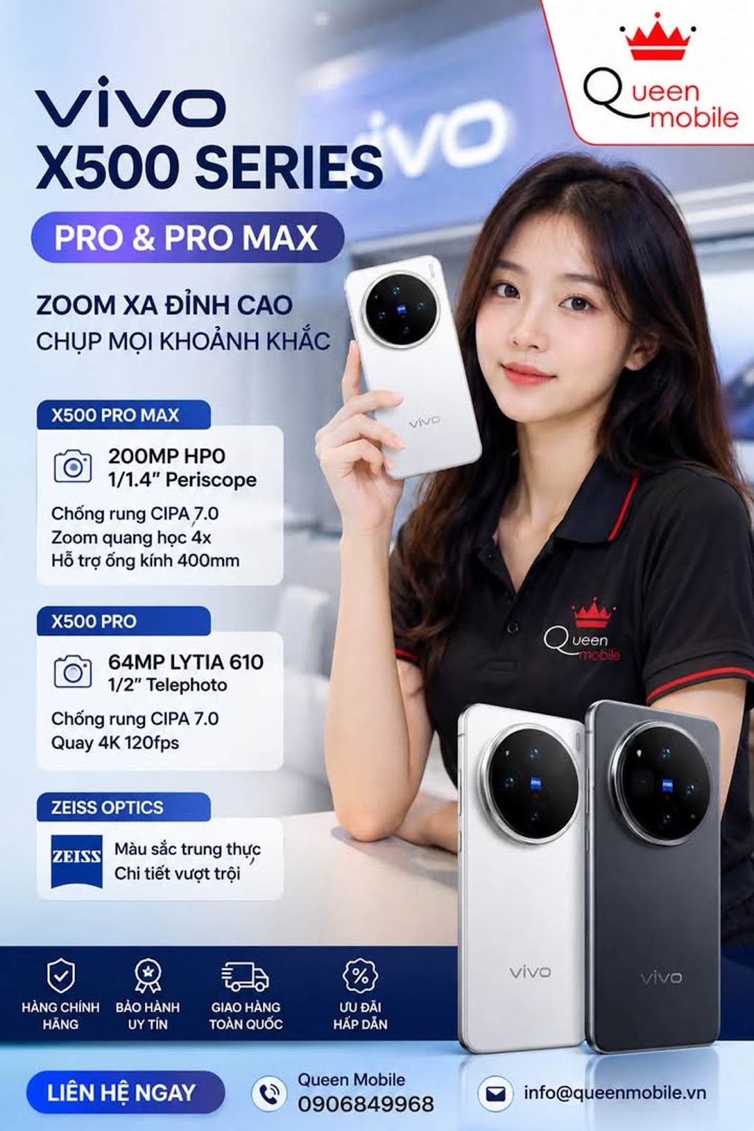 vivo X500 Pro Max xác lập vai trò flagship zoom, X500 Pro chuyển sang tele 64 MP LYTIA 610 #vivo #vivoX500 #vivoX500Pro #vivoX500ProMax #ZEISS #SamsungHP0 #SonyLYTIA610 #CameraDien