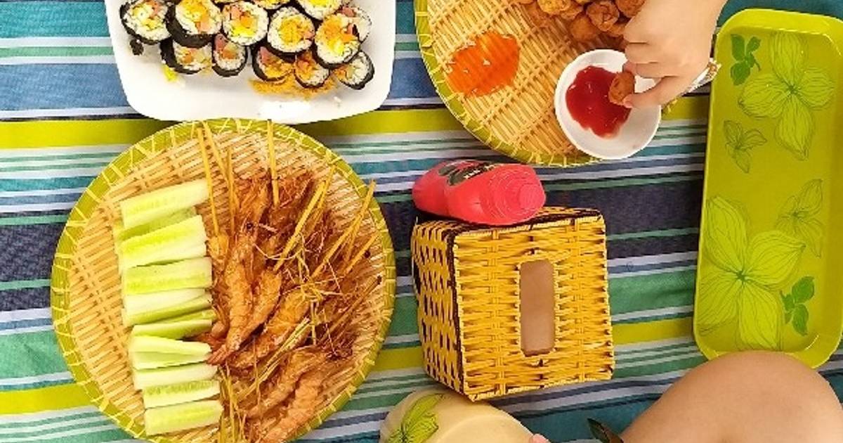 Tôm xiên tre giả nướng BBQ siêu tốc 😃😀😃