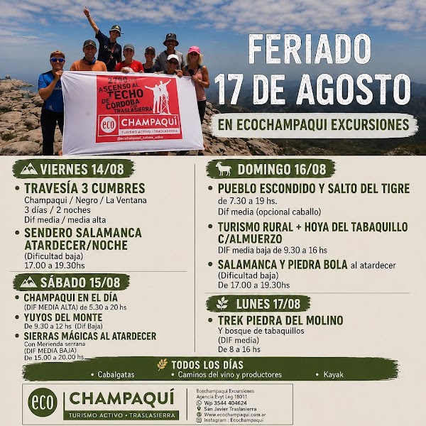 Feriado de Agosto en Ecochampaqui Excursiones