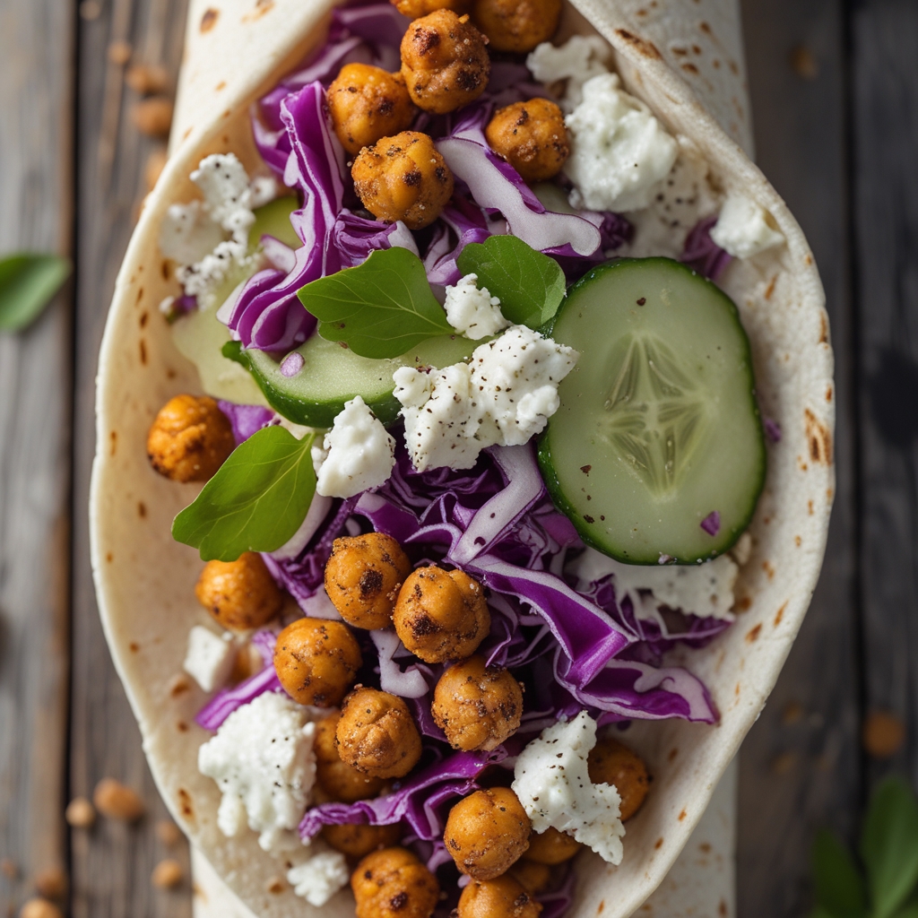 Savory Za'atar Chickpea Power Wraps with Tzatziki & Feta