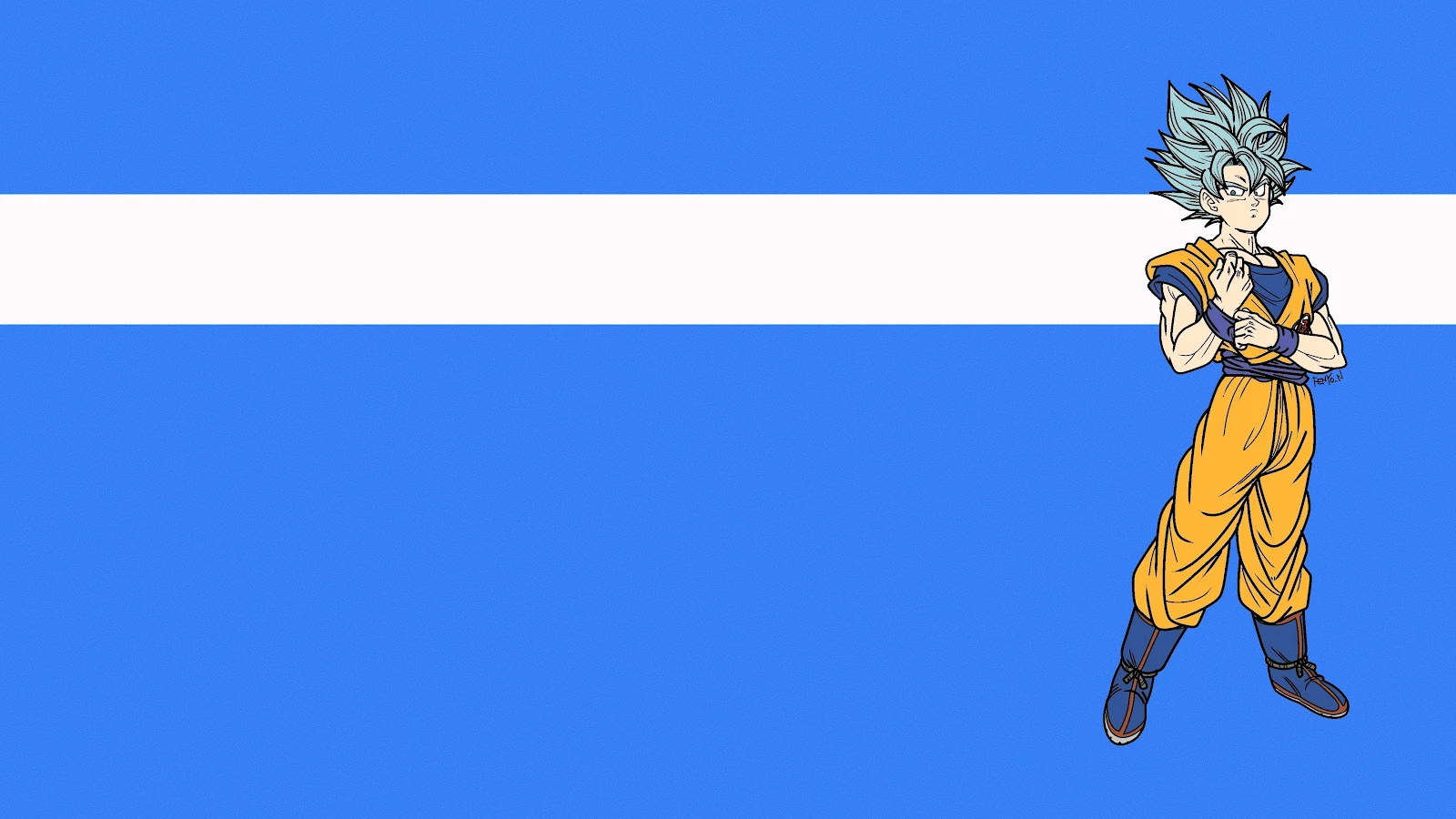 Goku Super Saiyan Blue Minimalist Art - Anime Digital Art 4K Wallpaper (4480x2520)