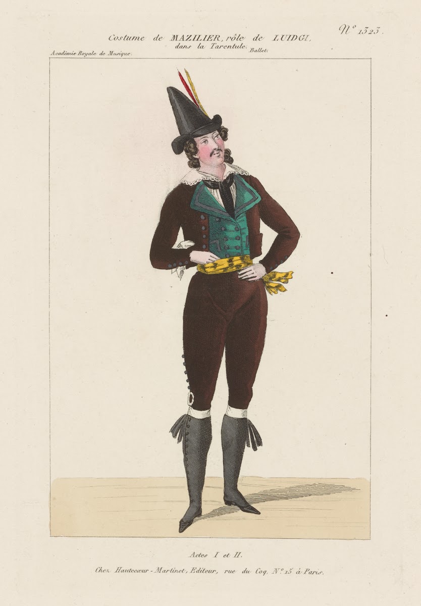 Costume de Mazilier rôle de Luidgi dans La tarentule ballet Académie royale de m