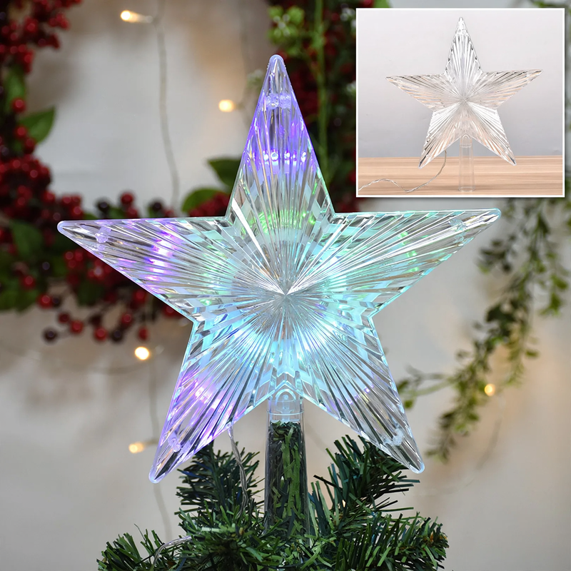 Transparent LED Christmas Tree Top Star made of Acrylic