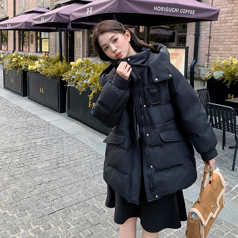 Women's Down Coat with Hood, Plus Size