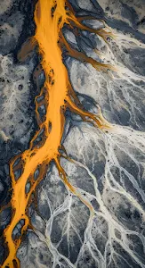Abstract Aerial View of Orange River Delta and Sediment