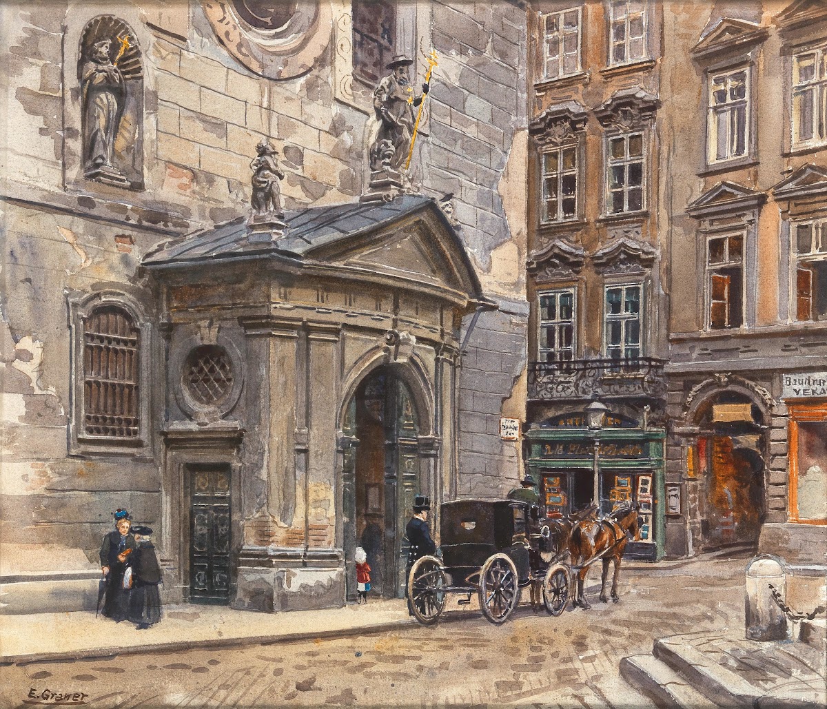 A Fiaker horse drawn carriage near Franziskaner church