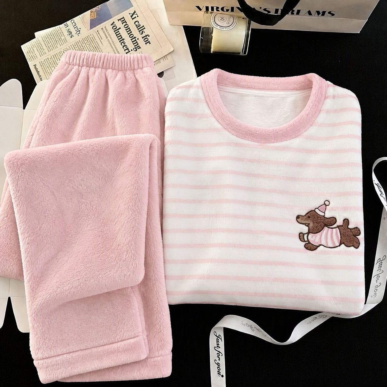 Women's Pajama Set, Coral Fleece, Cartoon Pattern