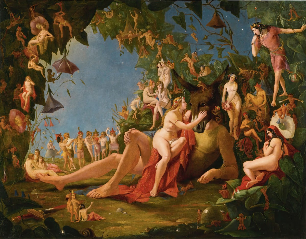 Scene from midsummer nights dream come sit thee down upon this flowery bed
