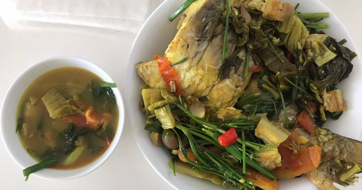 Cá chép om dưa cải ngon bá cháy