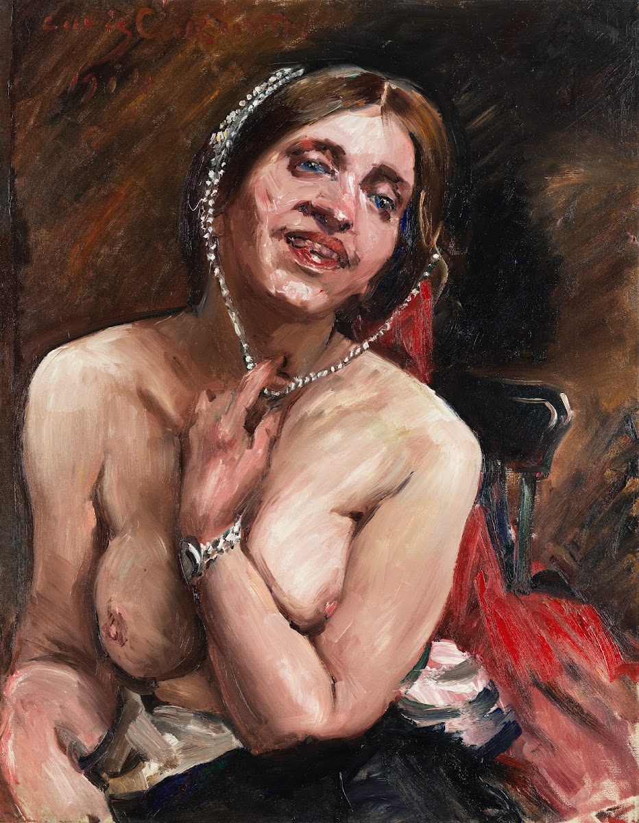 Female semi nude in chair The actress Gertrud Eysoldt 1914