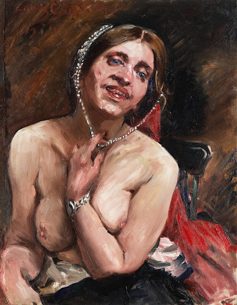 Female semi nude in chair The actress Gertrud Eysoldt 1914