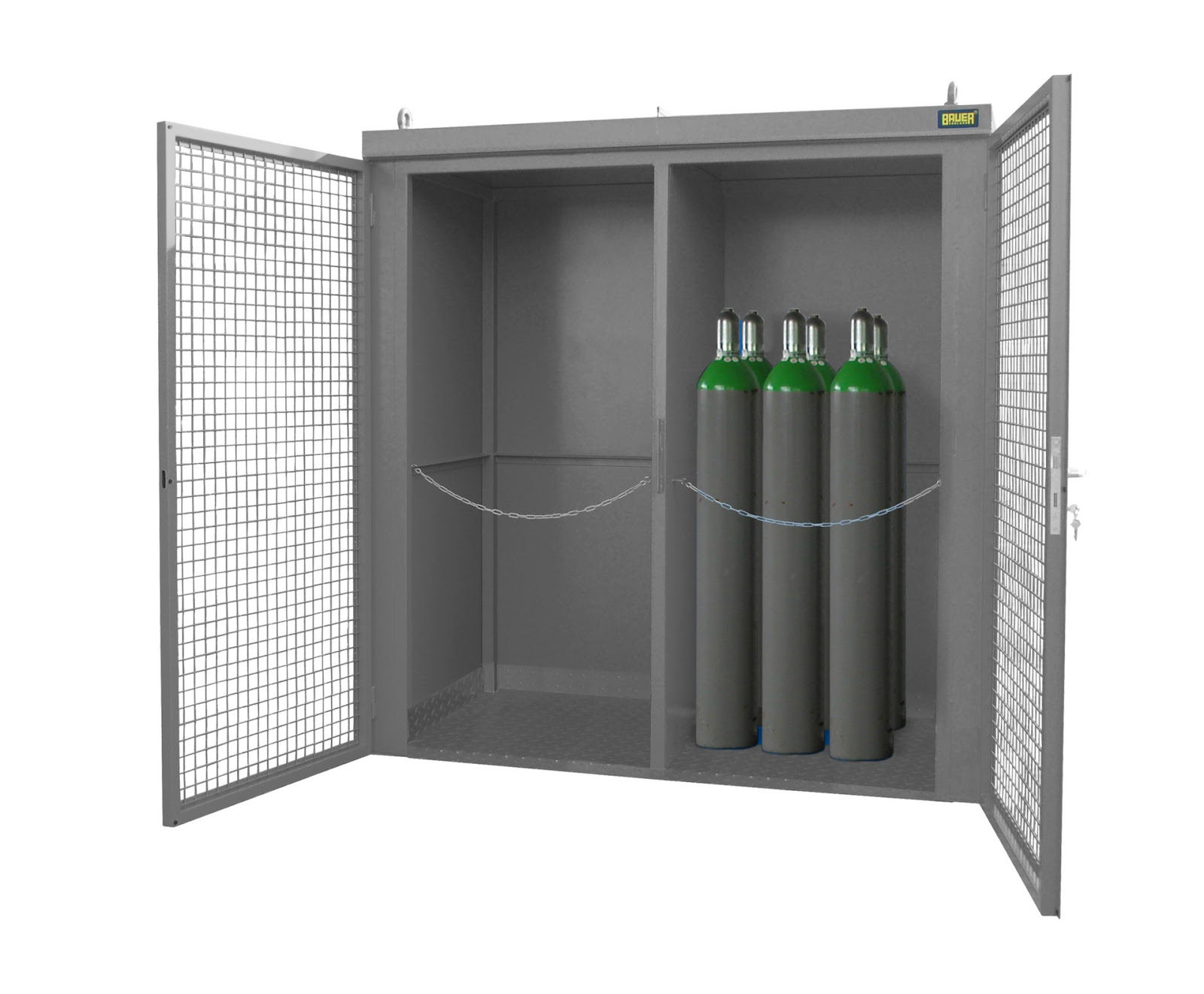 Gasflessen-container GFC-B/W M3, gelakt, Muisgrijs
