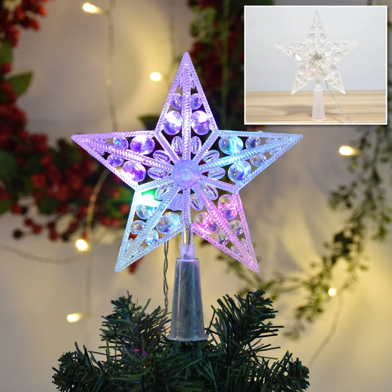 Transparent LED Christmas Tree Top Star made of Acrylic