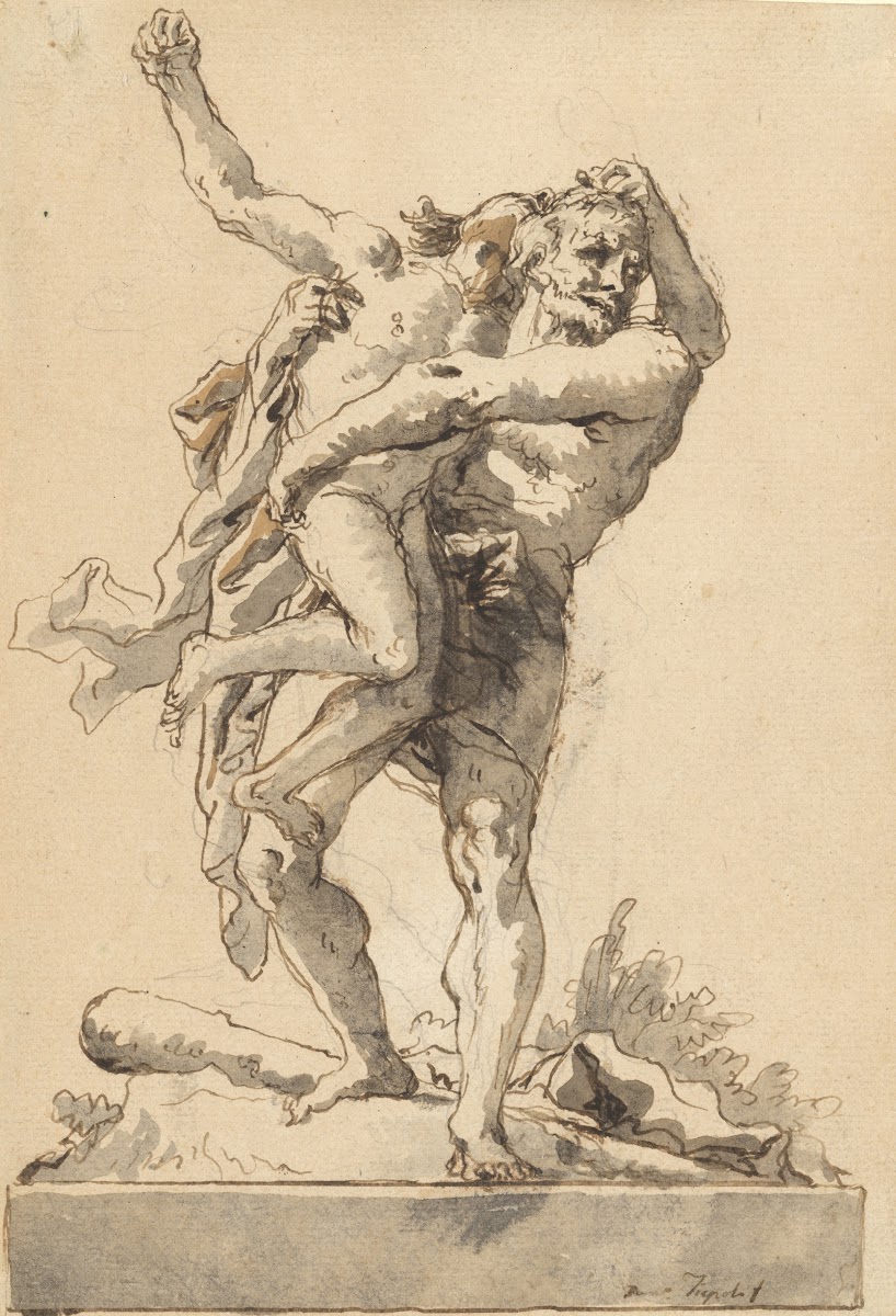 Hercules and Antaeus with a Base Below late 18th century