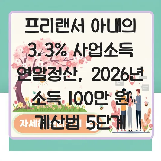프리랜서 아내의 3.3% 사업소득 연말정산 부양가족 등록을 위한 소득금액 100만 원 계산법 대표 이미지