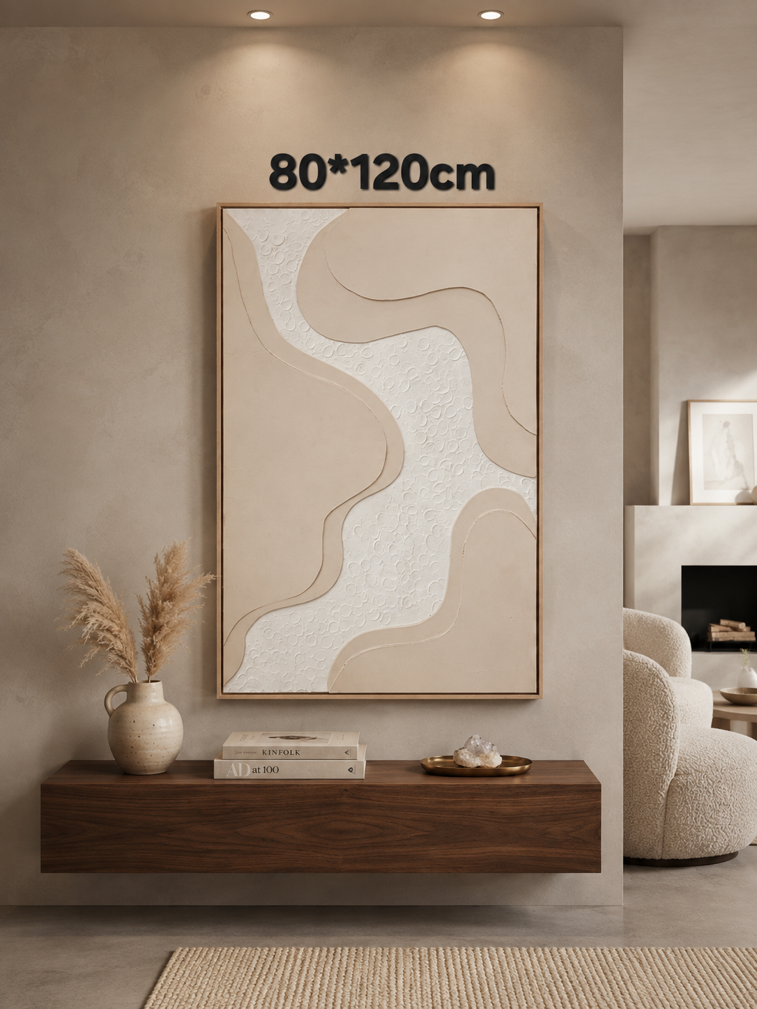 Framed River & Mountains Landscape – 80x120 cm