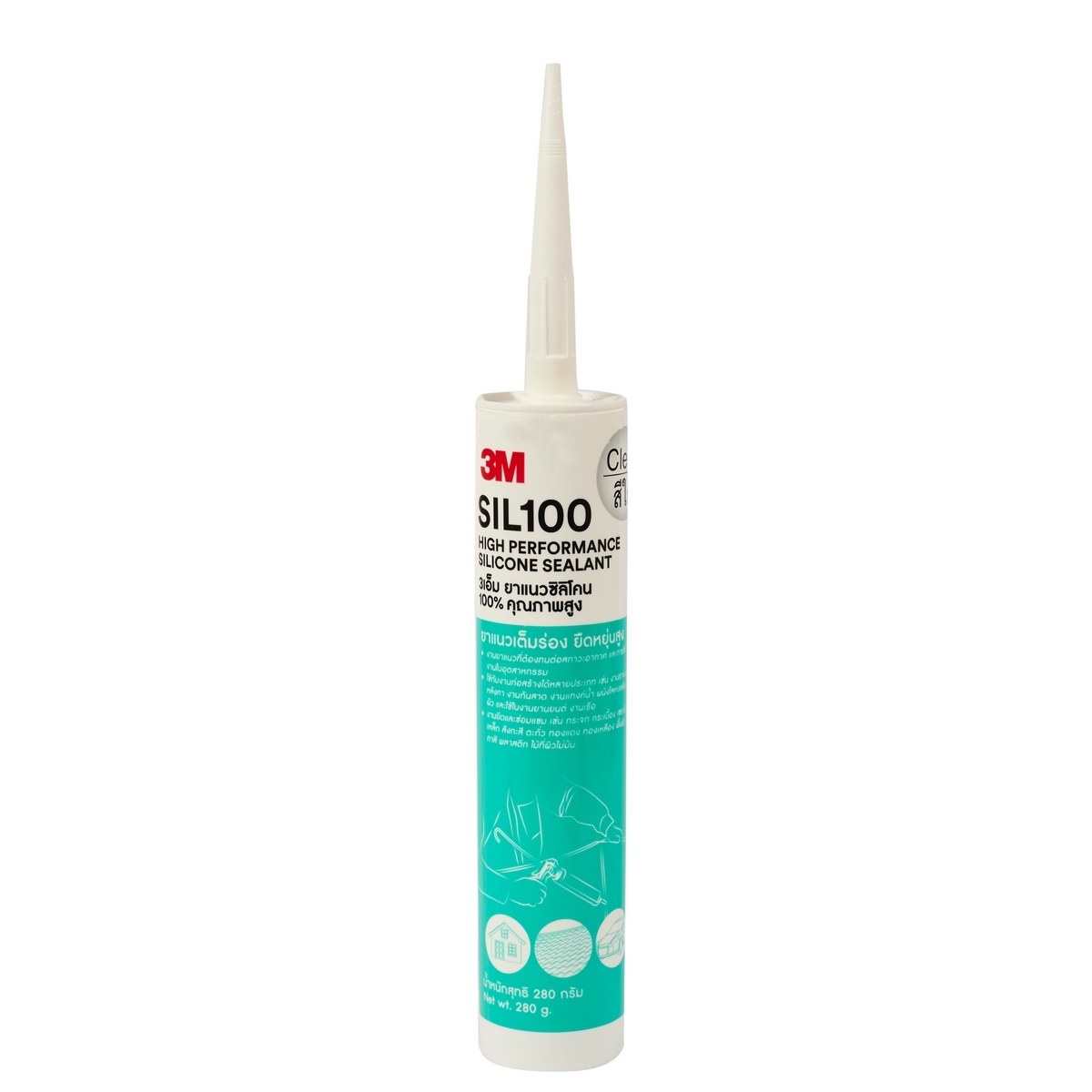 ซิลิโคน 3M SIL100 สีดำ 280G. (หลอดเขียว) ราคา ฿145
