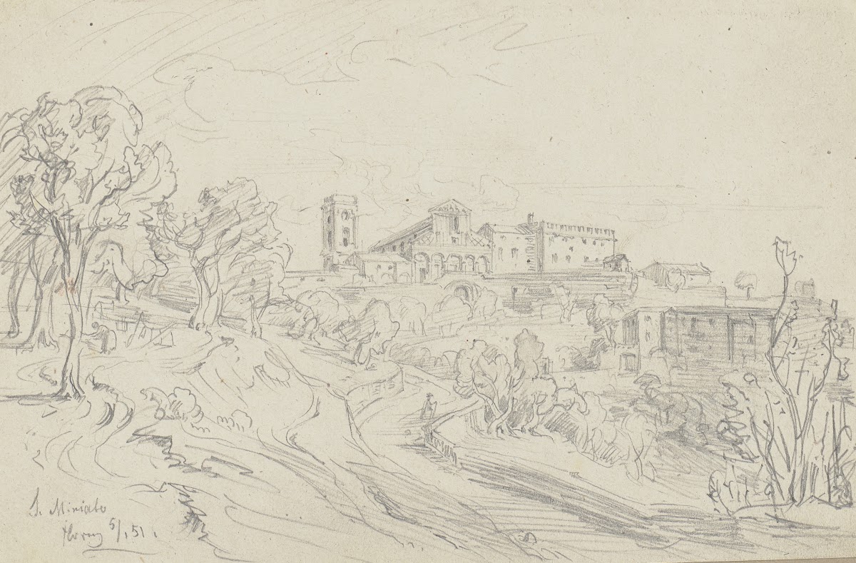Blick auf San Miniato al Monte in Florenz 1851