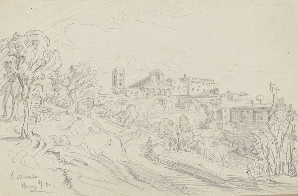 Blick auf San Miniato al Monte in Florenz 1851