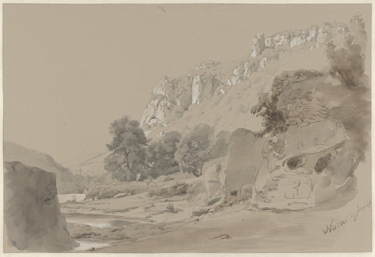 De rivier de Nera bij Narni 1844