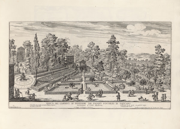 Li giardini di Roma con le loro piante alzate e vedvte in prospettiva Pl02 17th