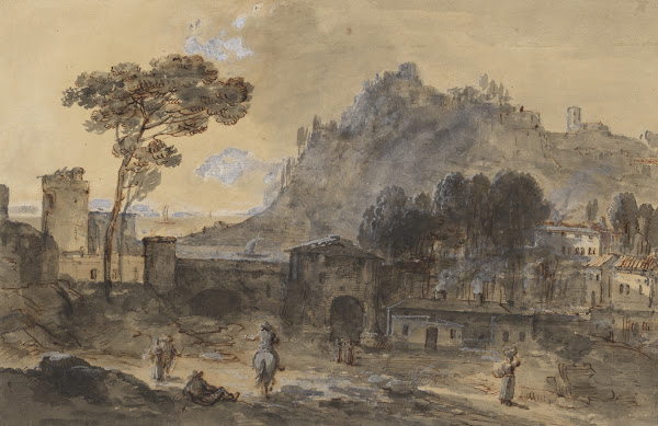 Classical Landscape A Town and a Mountain by the Coast earlylate 18th century