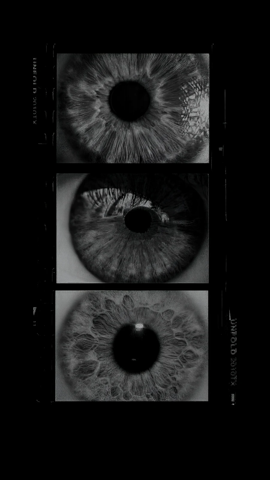 Macro Human Eye Film Strip - Monochrome Macro Photography Full HD iPhone Wallpaper (1288x2288)