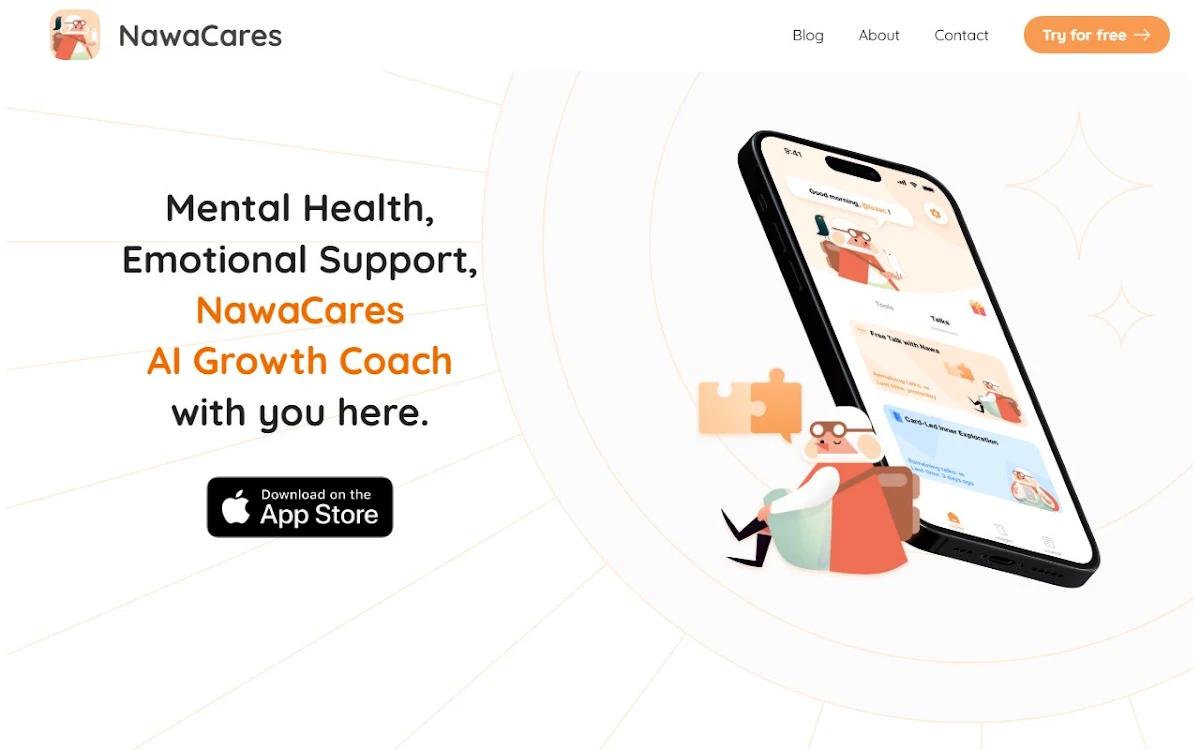 Captura de NawaCares: AI Therapy & Journal