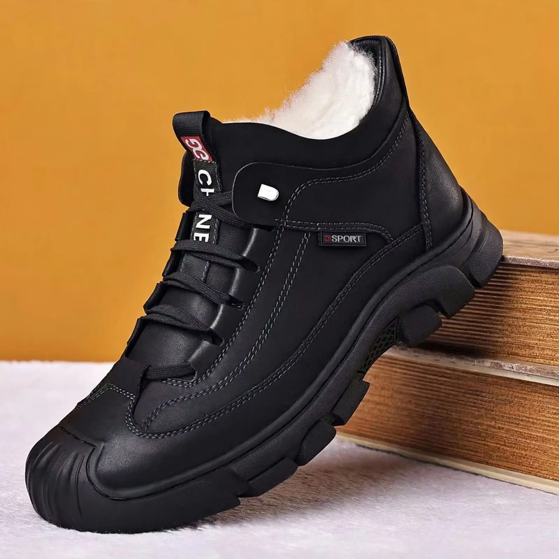 Insulated men's boots, synthetic leather, non-slip, winter