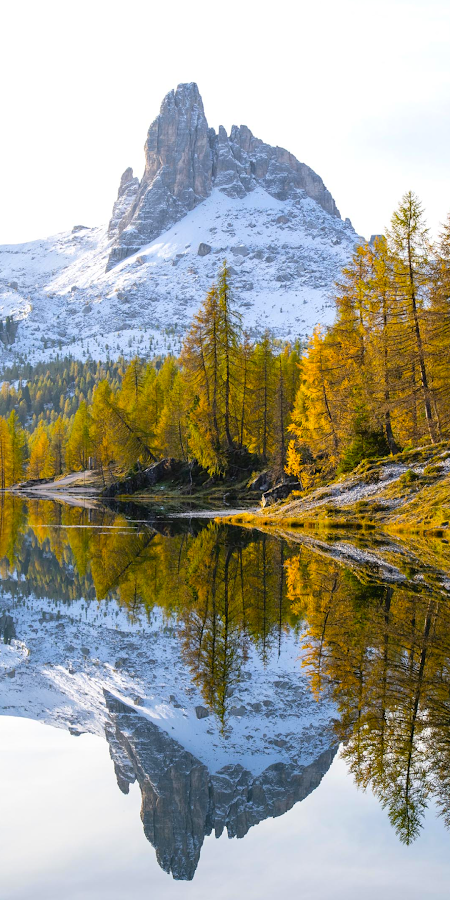 Autumn Reflection At Federa Lake 4K Phone Wallpaper
